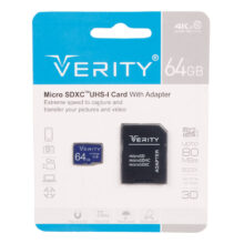 رم میکرو 64 گیگ وریتی VERITY U3 80MB/s 533X آداپتور دار