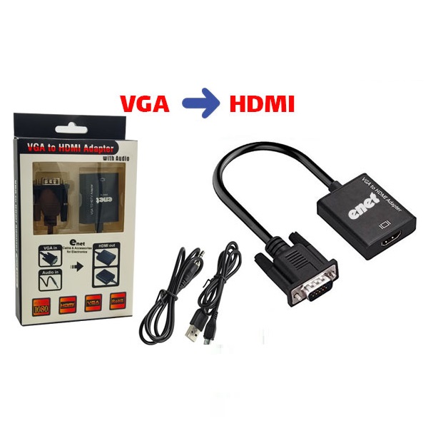 تبدیل VGA To HDMI باصدا و پاور ای نت پک سفید