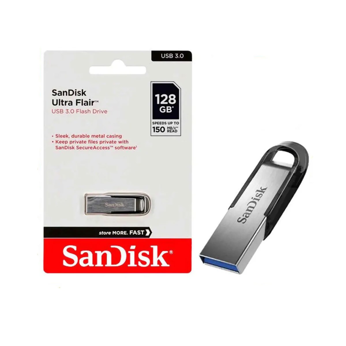 فلش 128 گیگ سن دیسک SanDisk Ultra Flair USB3.0 گارانتی سازگار