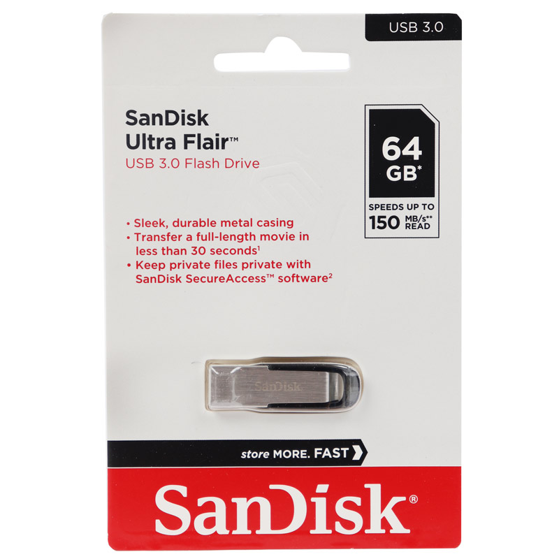 فلش 64 گیگ سن دیسک SanDisk Ultra Flair USB3.0 گارانتی آسان سرویس